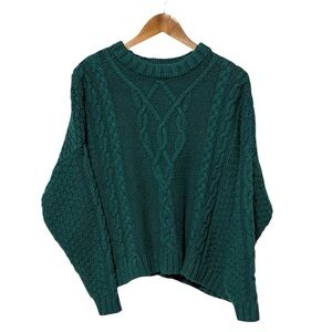 Aerie Green Cable Knit Sweater